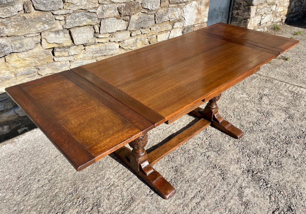 Antique Oak Draw Leaf Dining Table View XVI