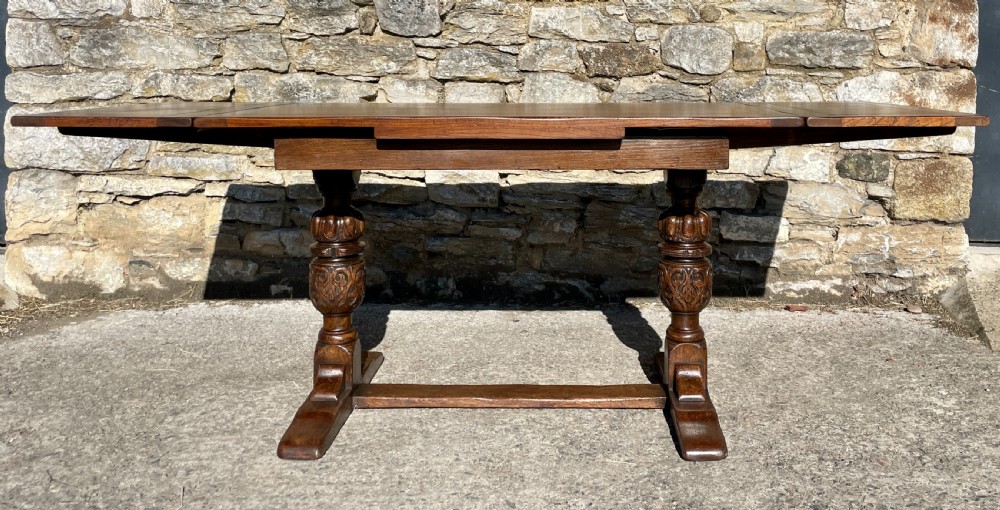 Antique Oak Draw Leaf Dining Table View XIX