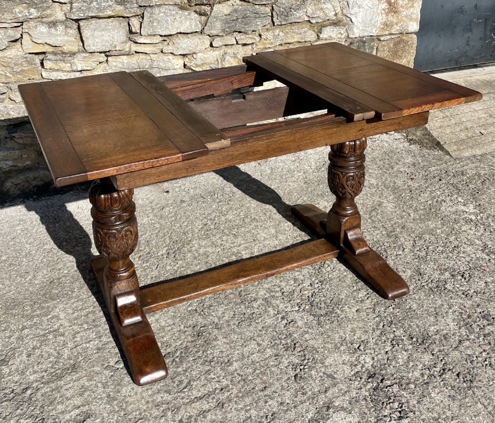 Antique Oak Draw Leaf Dining Table View XX