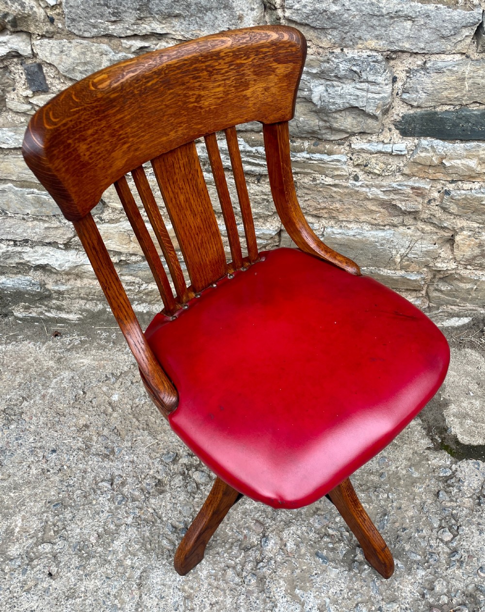 Antique Oak Swivel Desk Chair View IX