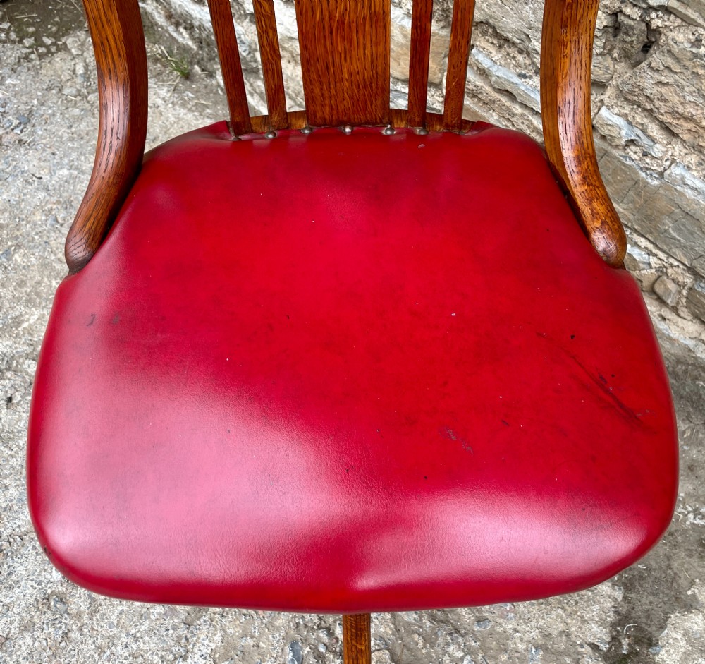 Antique Oak Swivel Desk Chair View XI
