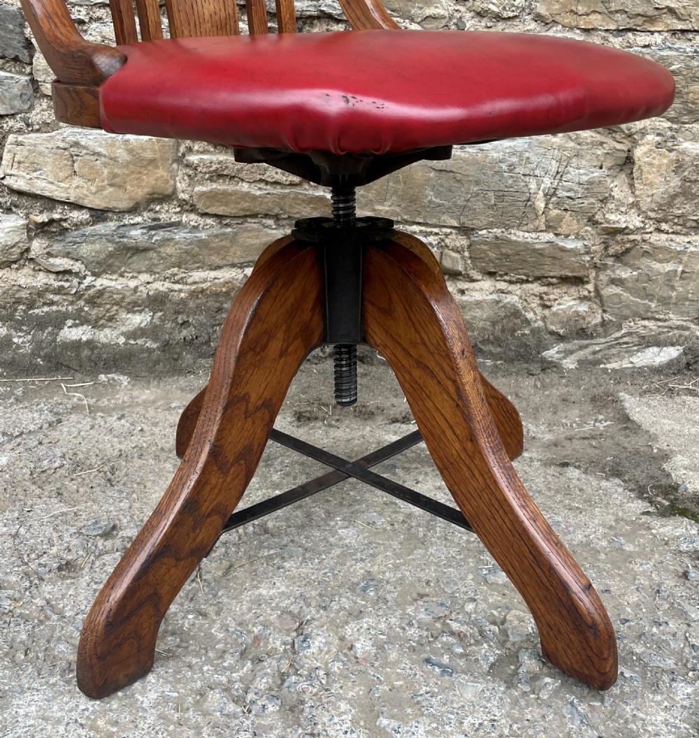 Antique Oak Swivel Desk Chair View XII