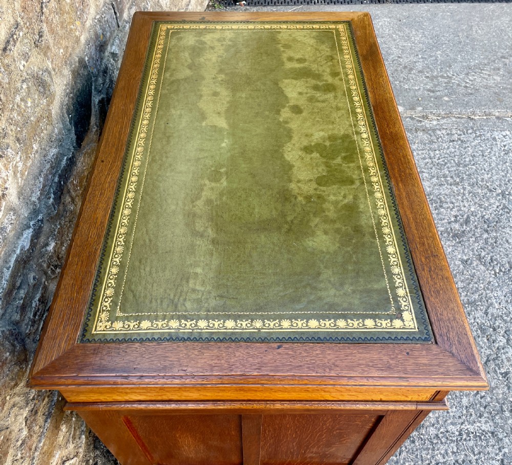 Small Antique Oak Pedestal Desk View VIII