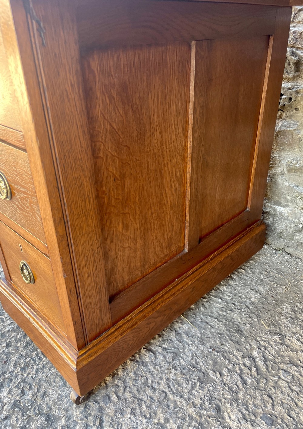 Small Antique Oak Pedestal Desk View XI