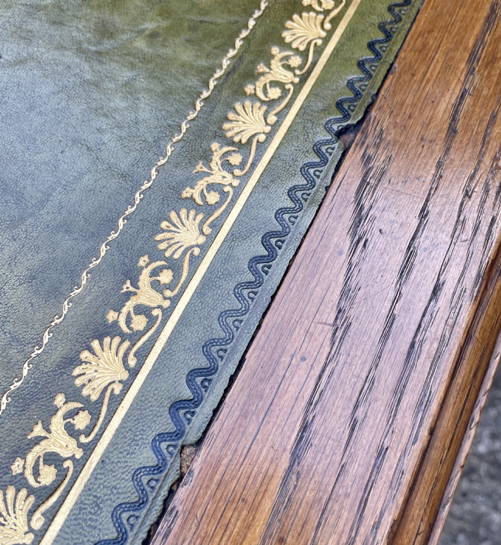 Small Antique Oak Pedestal Desk View XIX