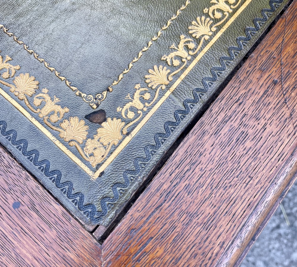 Small Antique Oak Pedestal Desk View XX