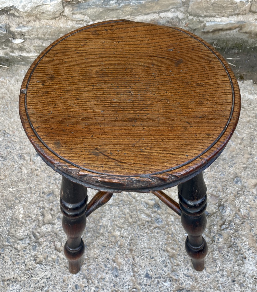 Victorian Elm Topped Windsor Stool View II
