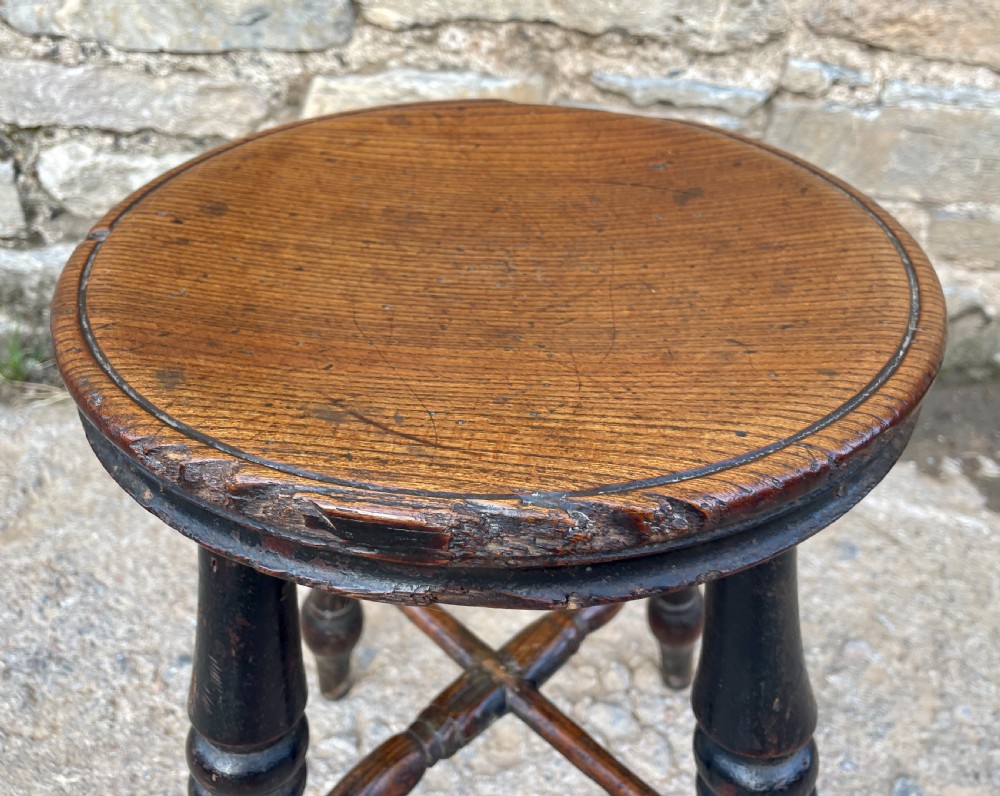 Victorian Elm Topped Windsor Stool View III