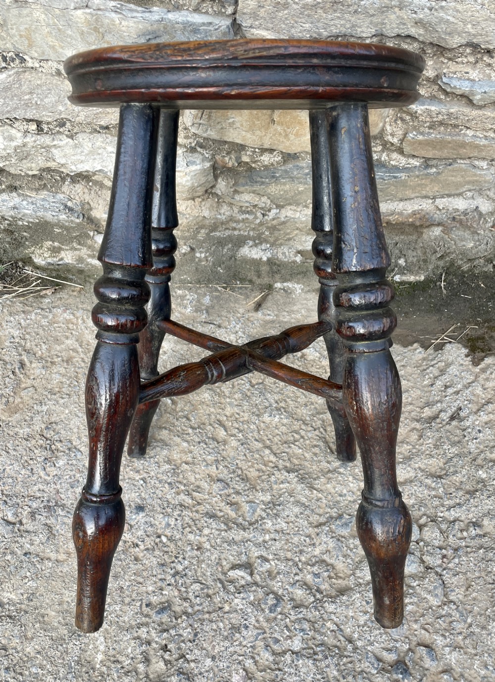 Victorian Elm Topped Windsor Stool View VI