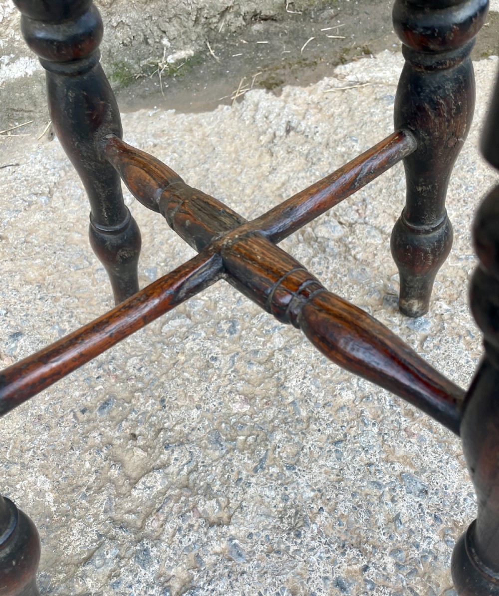 Victorian Elm Topped Windsor Stool View VII