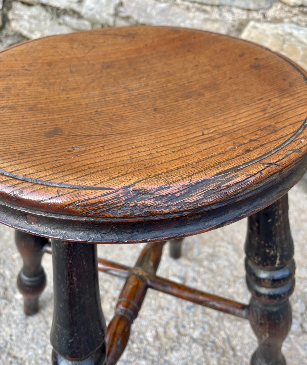 Victorian Elm Topped Windsor Stool View X