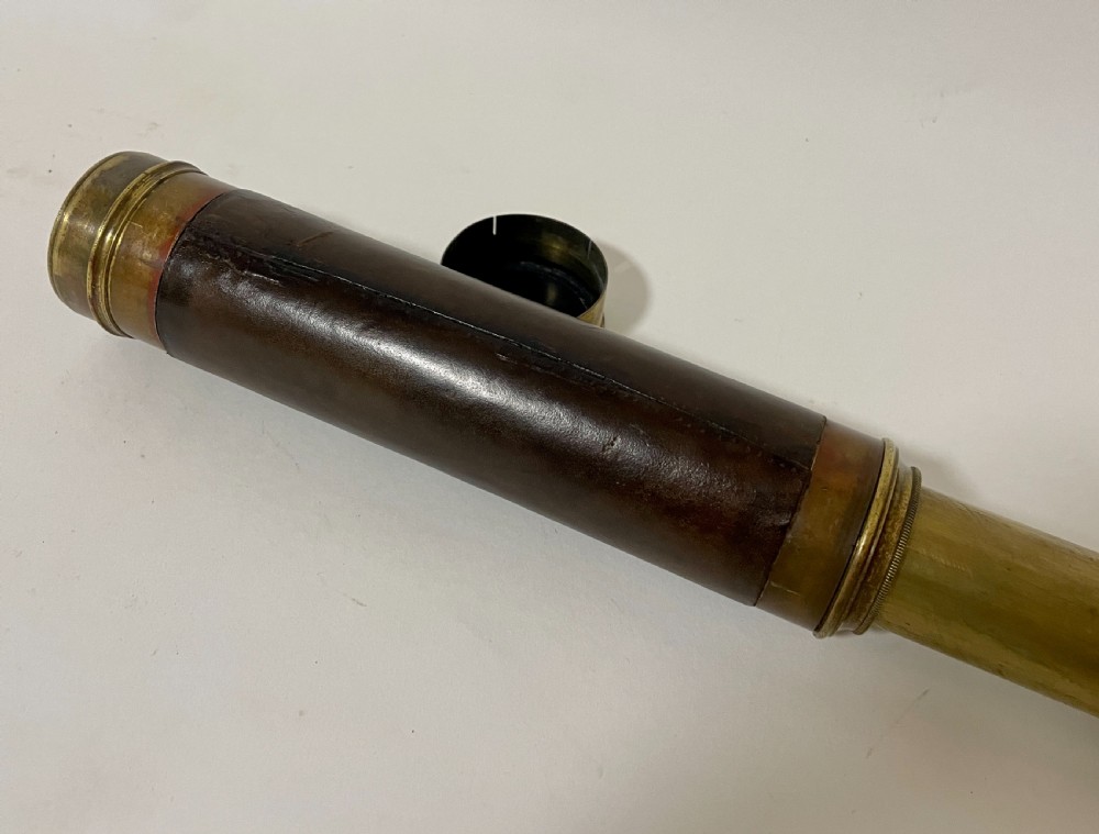 Antique Three Draw Leather Telescope View VI