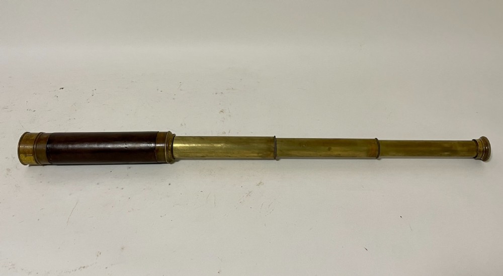 Antique Three Draw Leather Telescope View VIII