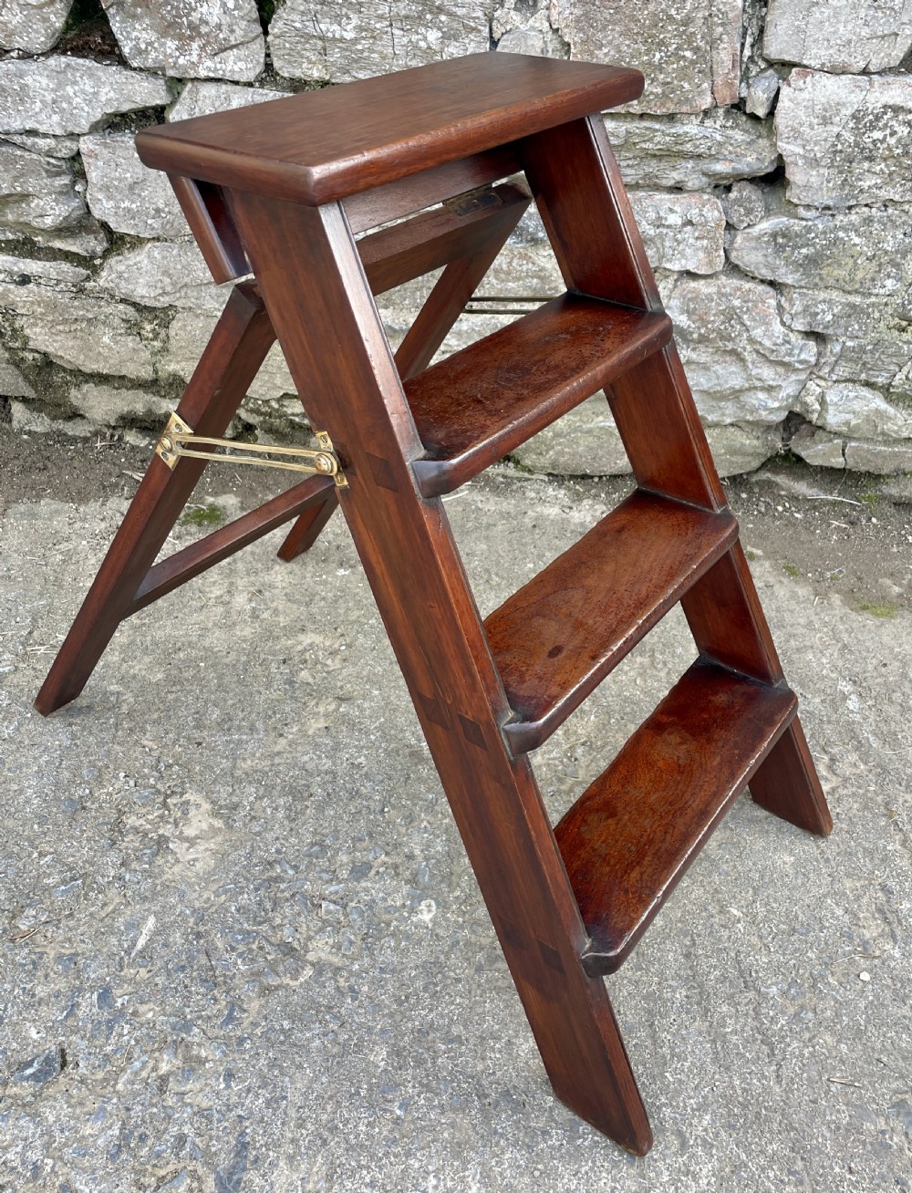 Victorian Mahogany Folding Library Steps View II