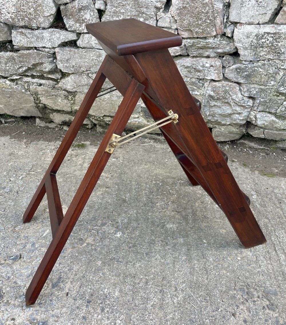 Victorian Mahogany Folding Library Steps View XV