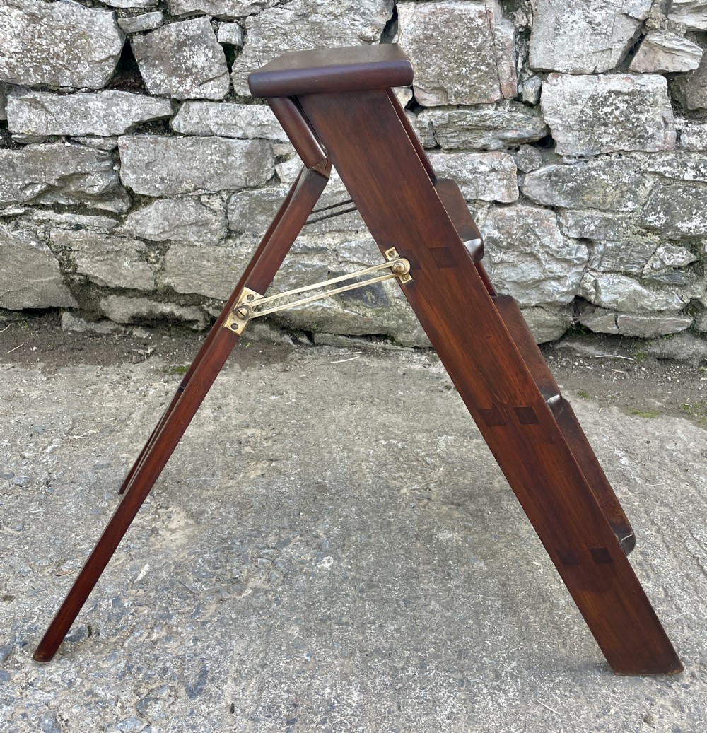 Victorian Mahogany Folding Library Steps View XVI
