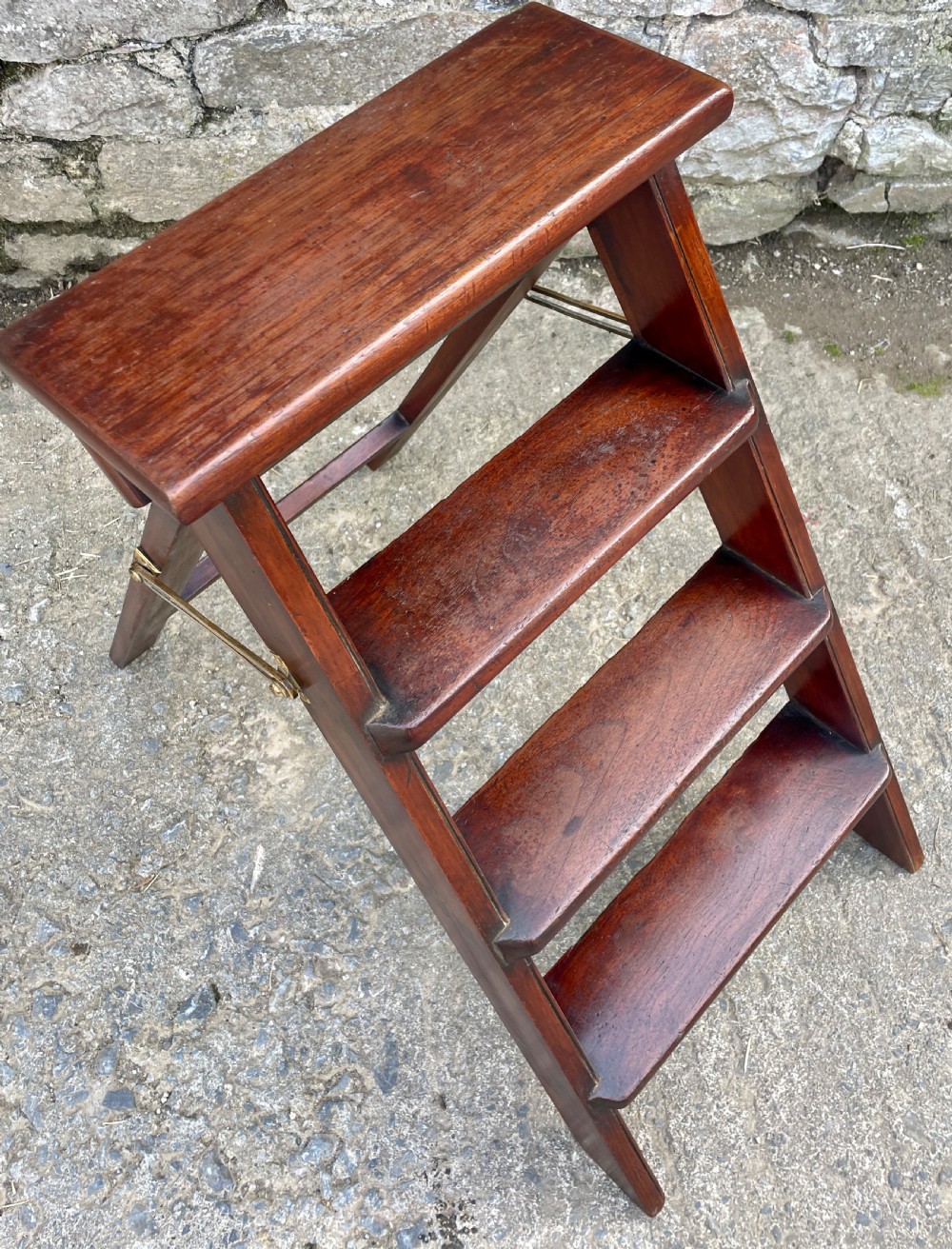 Victorian Mahogany Folding Library Steps View XIX