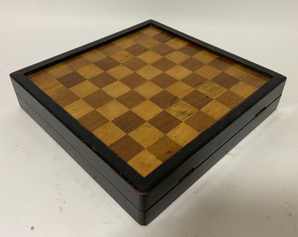 Antique Folding Games Board with Chess Set View V