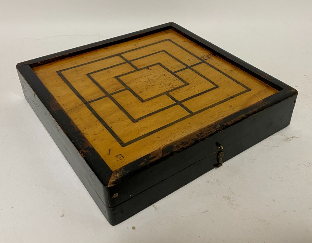 Antique Folding Games Board with Chess Set View VIII