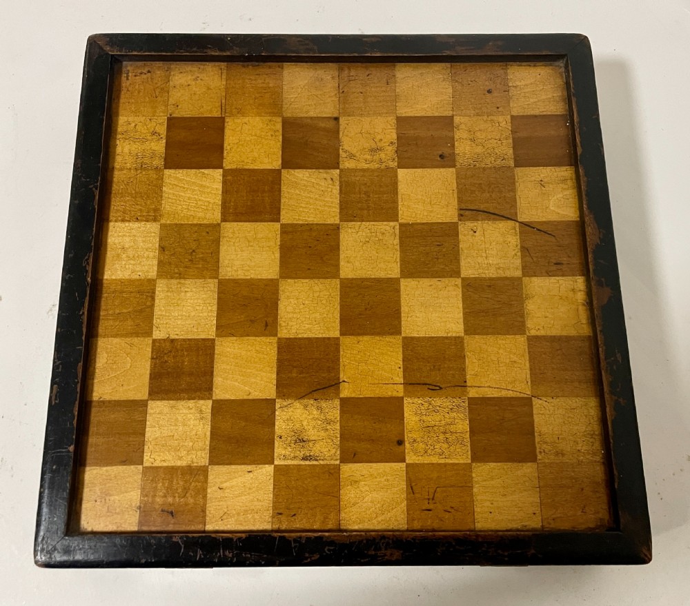 Antique Folding Games Board with Chess Set View X