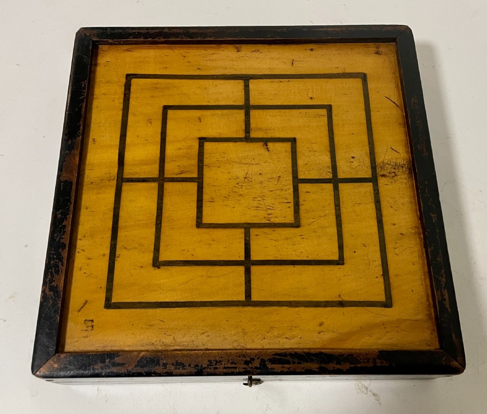 Antique Folding Games Board with Chess Set View XI