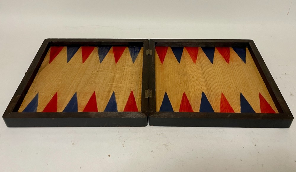 Antique Folding Games Board with Chess Set View XII