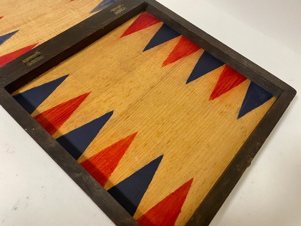 Antique Folding Games Board with Chess Set View XIII