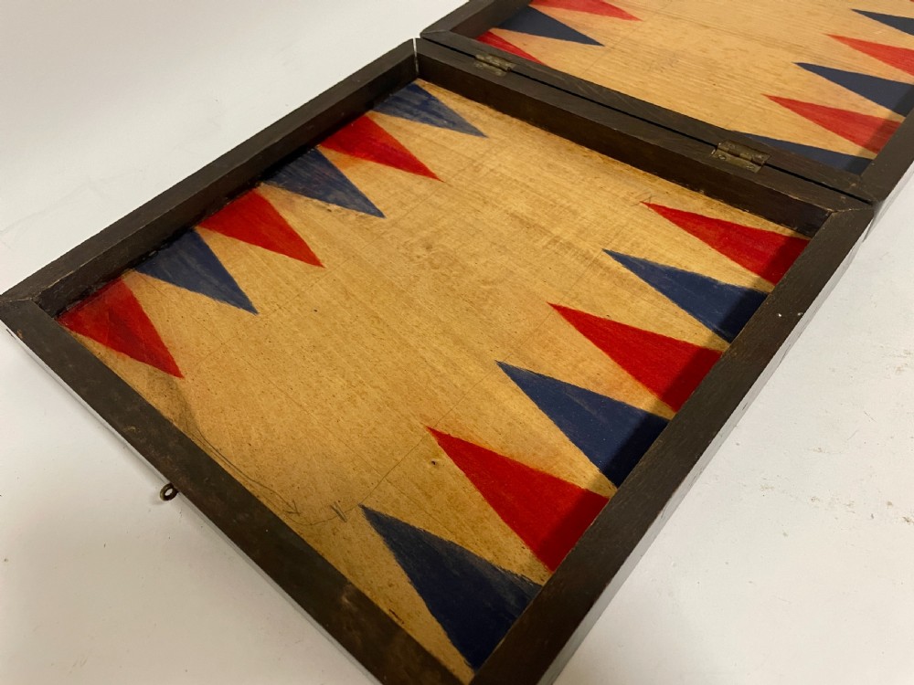 Antique Folding Games Board with Chess Set View XIV