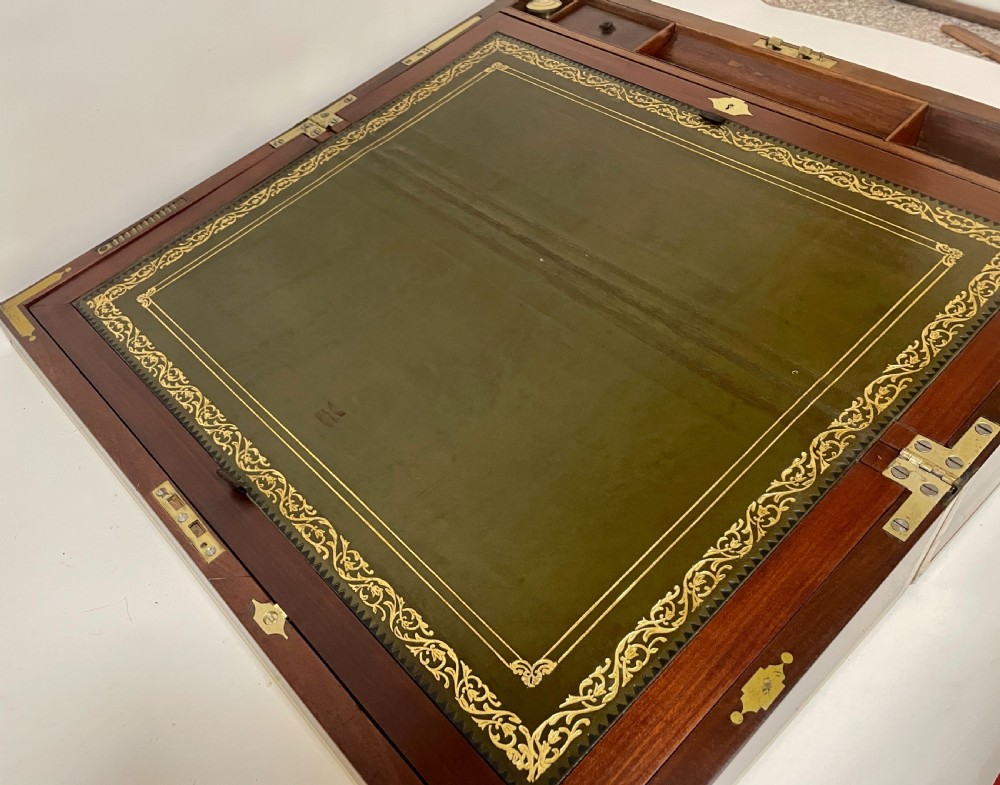 Georgian Mahogany Military Writing Slope View XVI