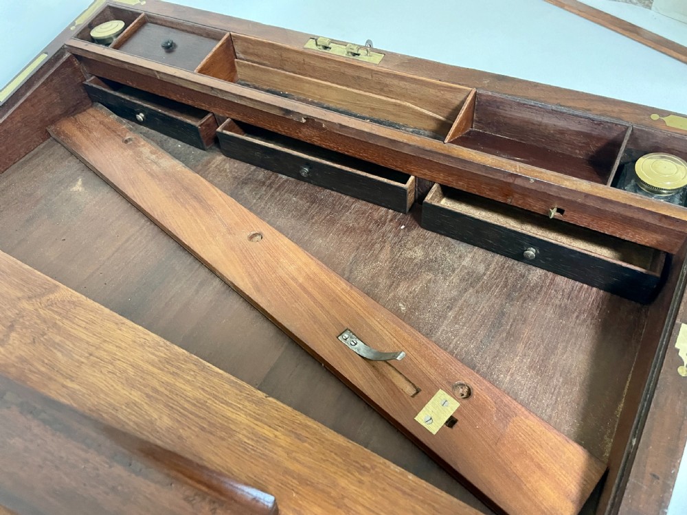 Georgian Mahogany Military Writing Slope View XIX