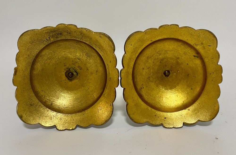 Pair of Antique Gilt and Enamel Putti Candlesticks View X