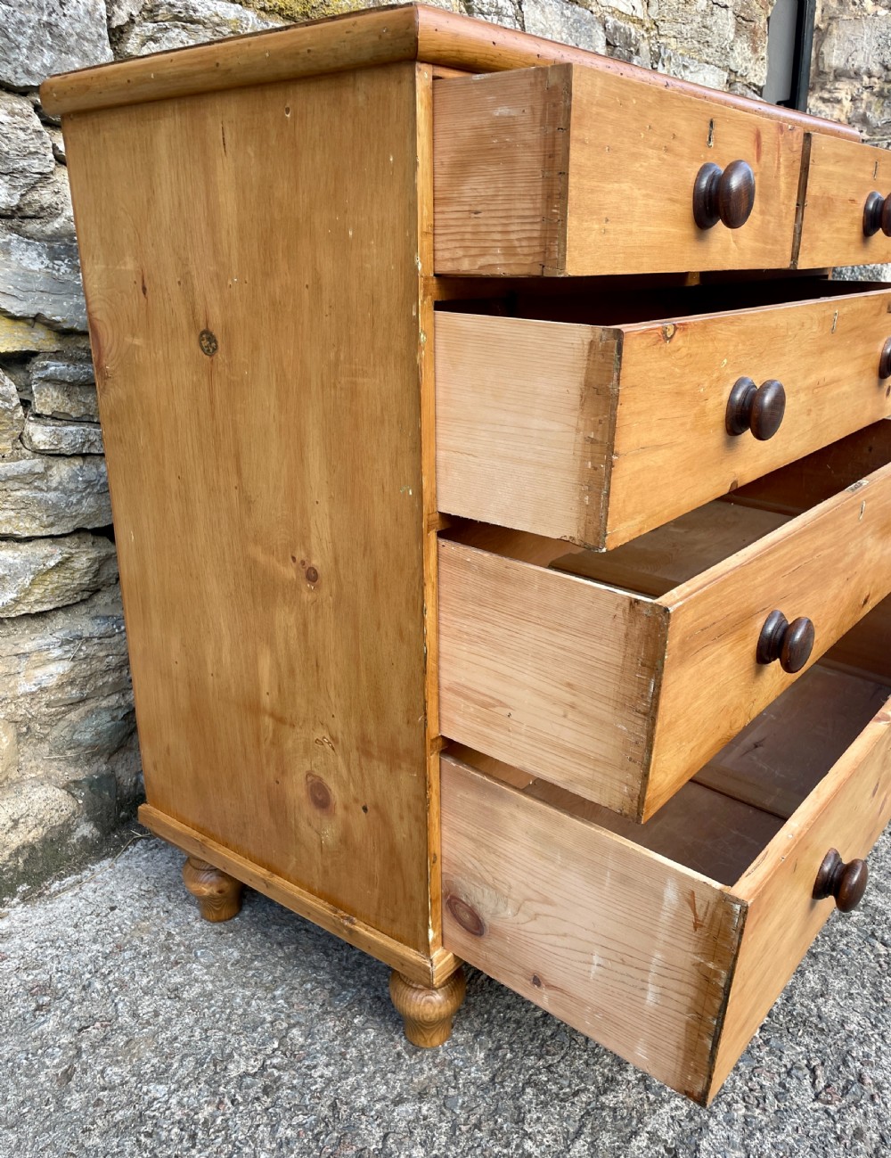 Antique Stripped Pine Chest of Drawers View XV