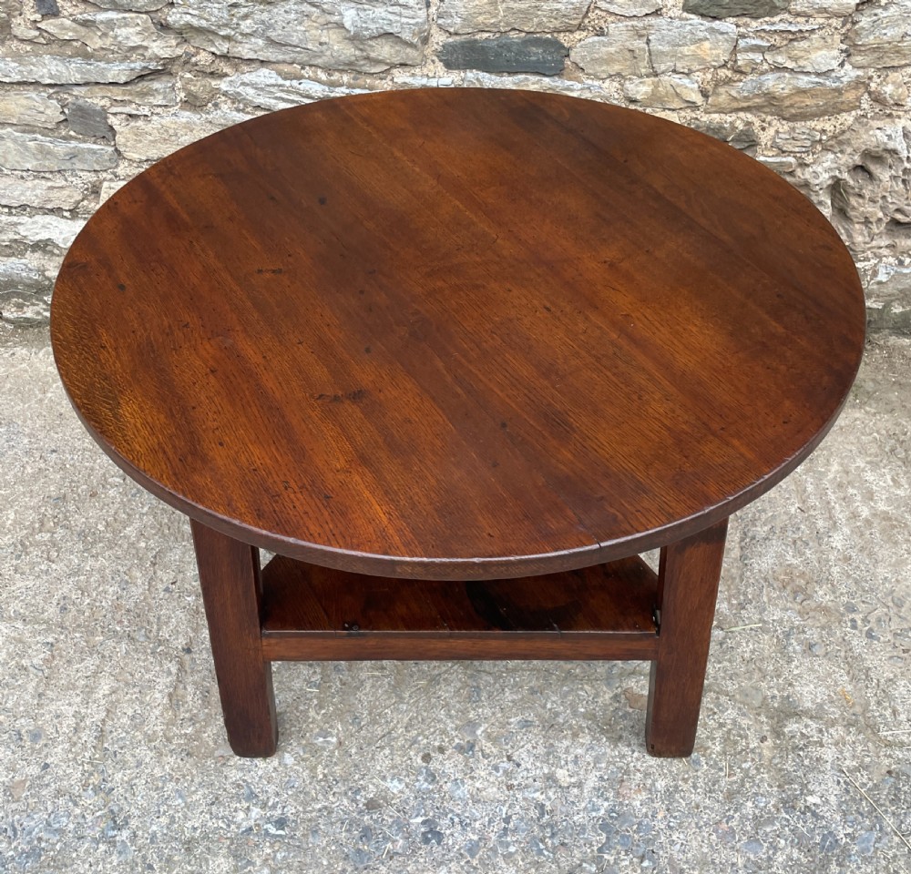 Antique Oak Cricket Table View XV