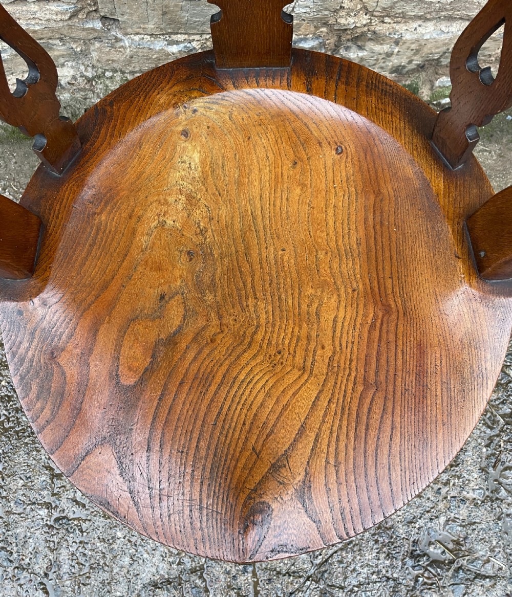 Antique Oak Swivel Desk Chair View XI