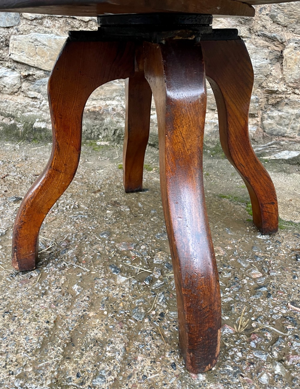 Antique Oak Swivel Desk Chair View XV