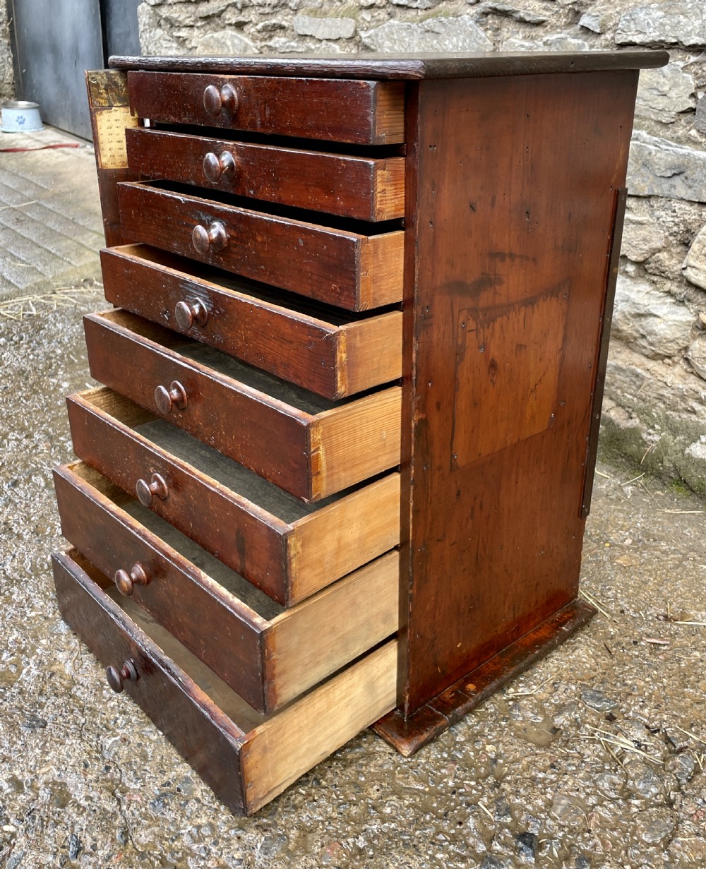 Antique Wellington Style Workshop Drawers View XI