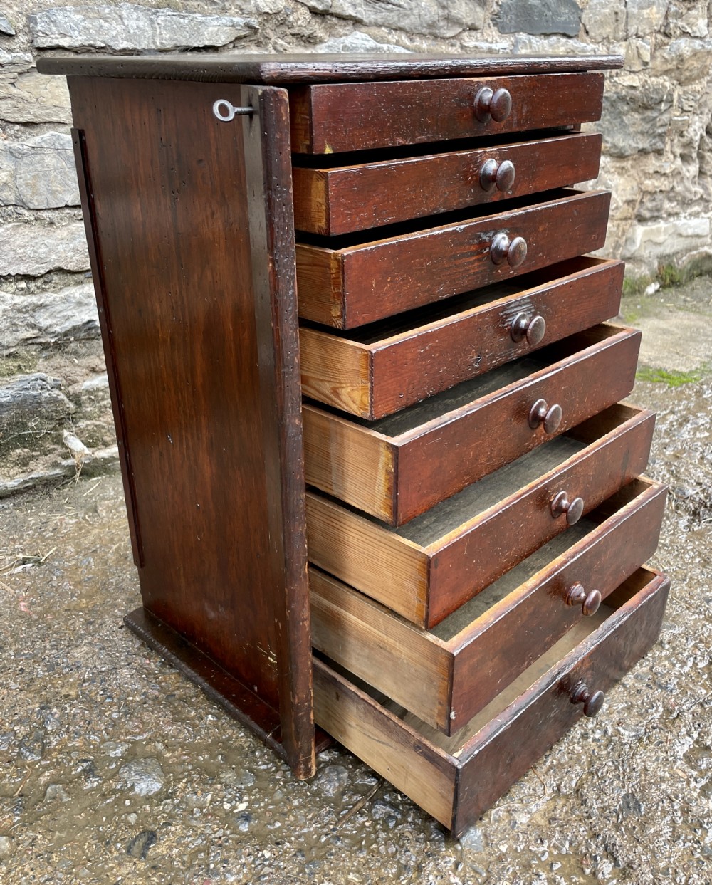 Antique Wellington Style Workshop Drawers View XVI