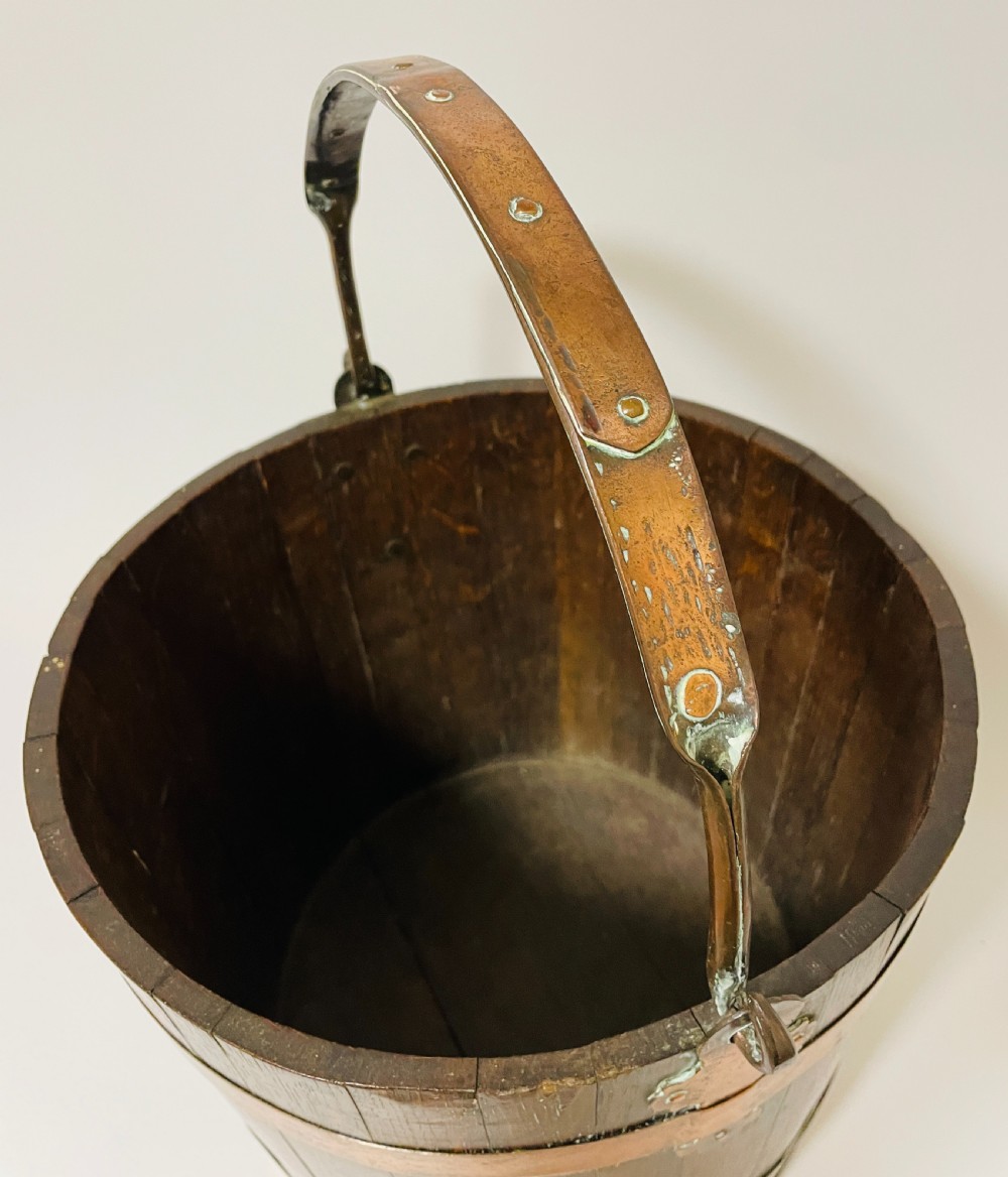 Antique Oak and Copper Bound Bucket View IV