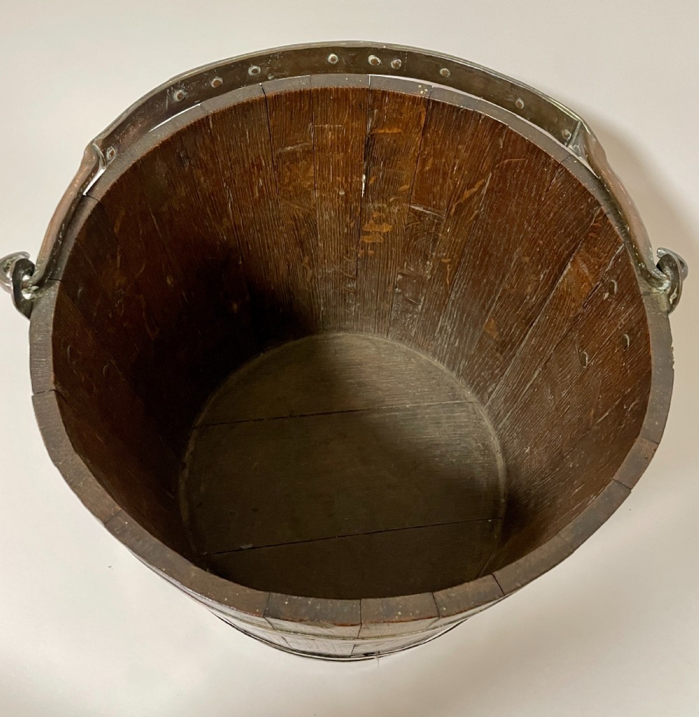Antique Oak and Copper Bound Bucket View V
