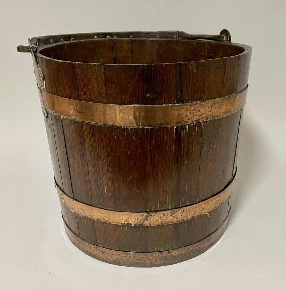 Antique Oak and Copper Bound Bucket View VIII