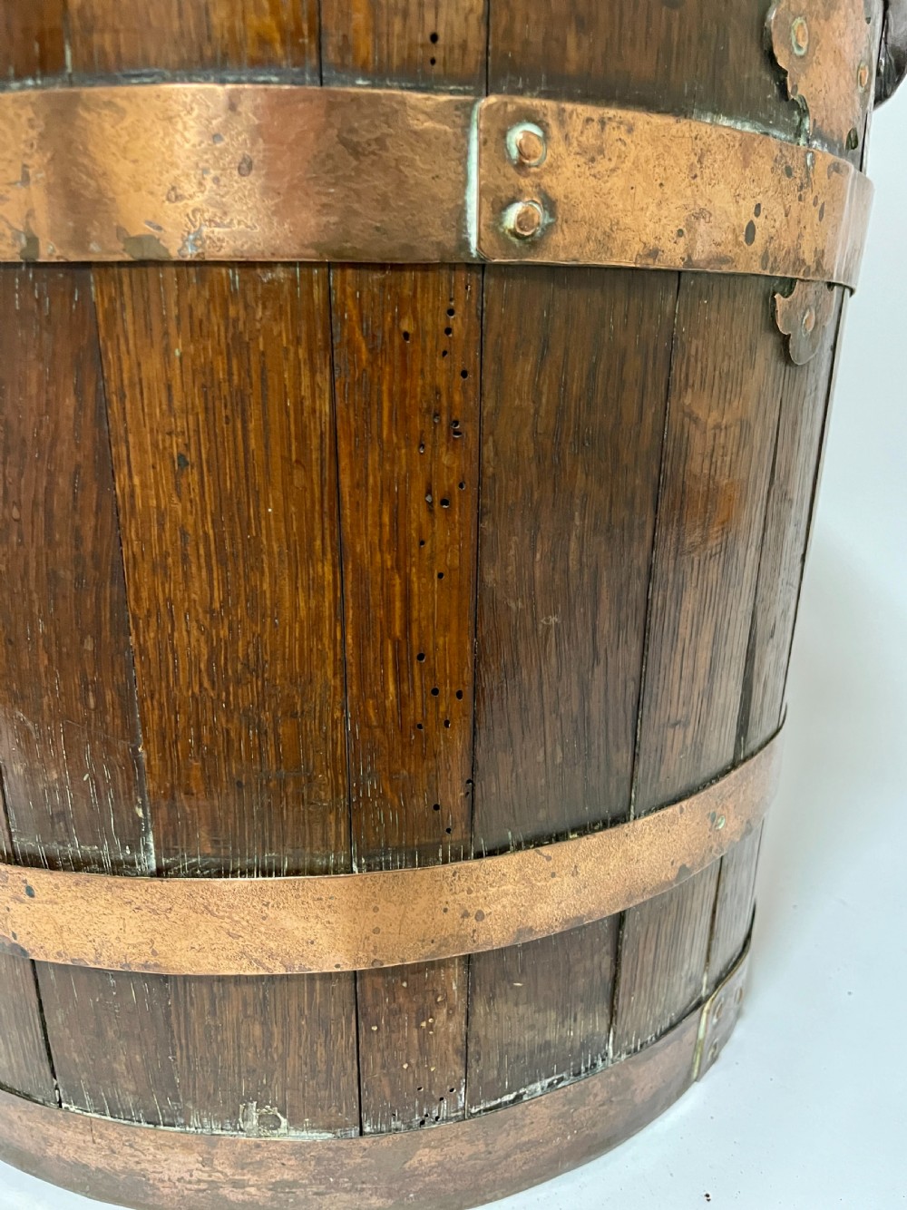 Antique Oak and Copper Bound Bucket View IX