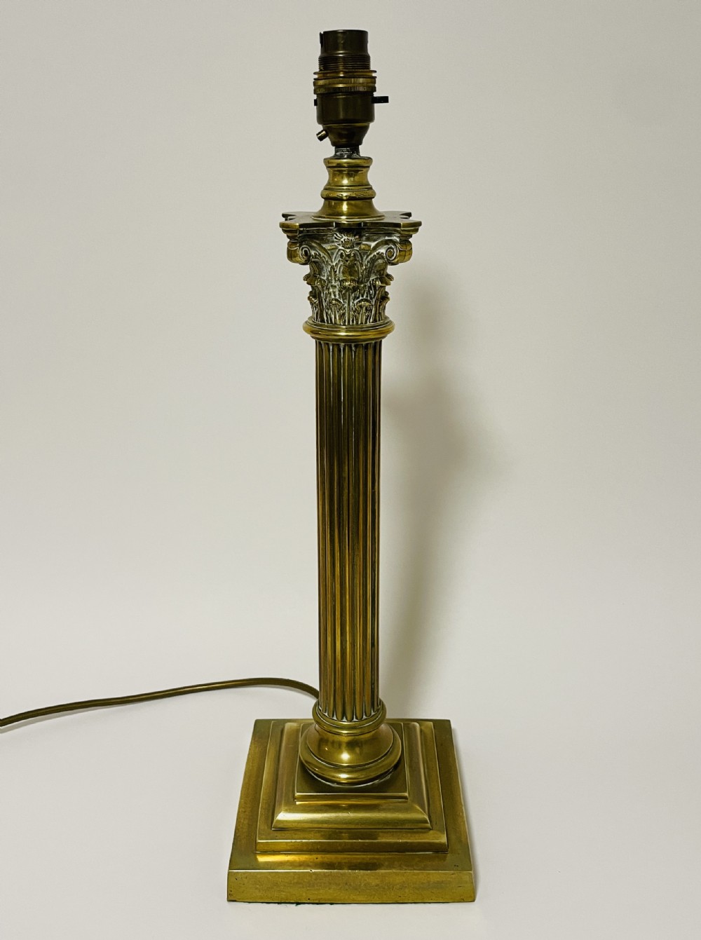Antique Brass Corinthian Column Table Lamp