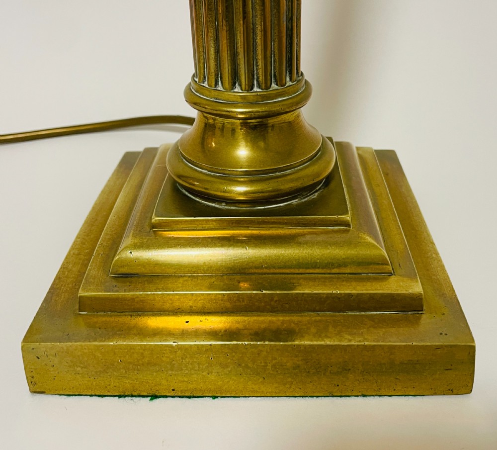 Antique Brass Corinthian Column Table Lamp View IV