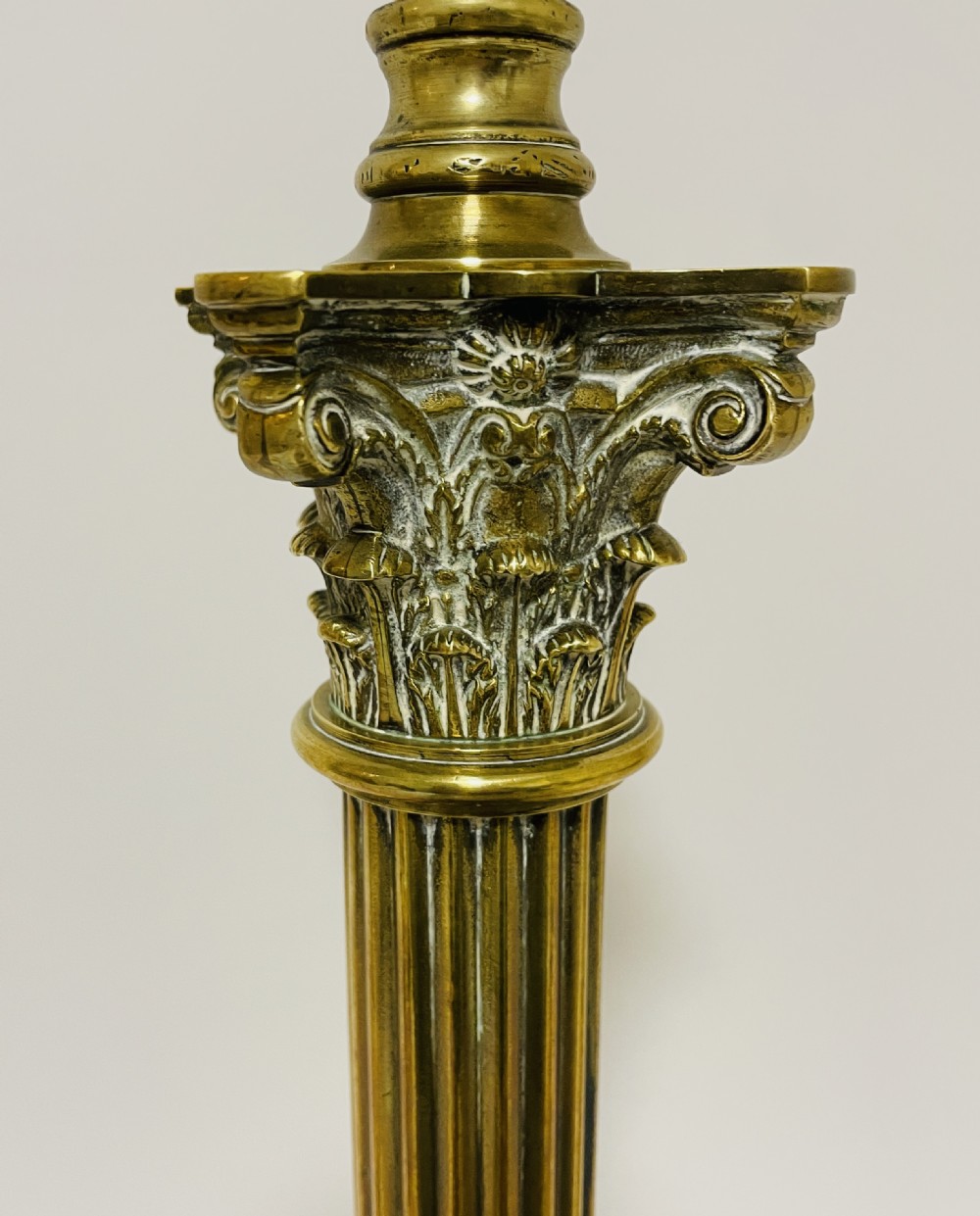 Antique Brass Corinthian Column Table Lamp View V