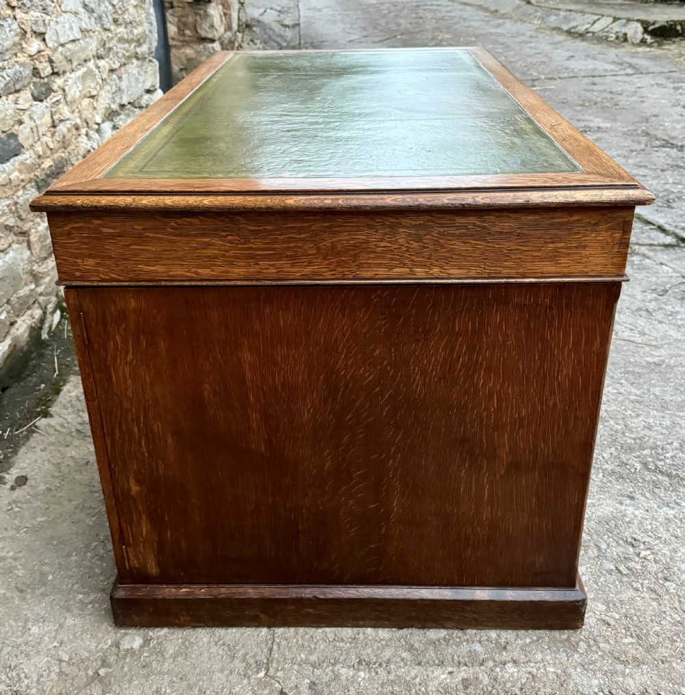 Large Edwardian Oak Partners Desk View V