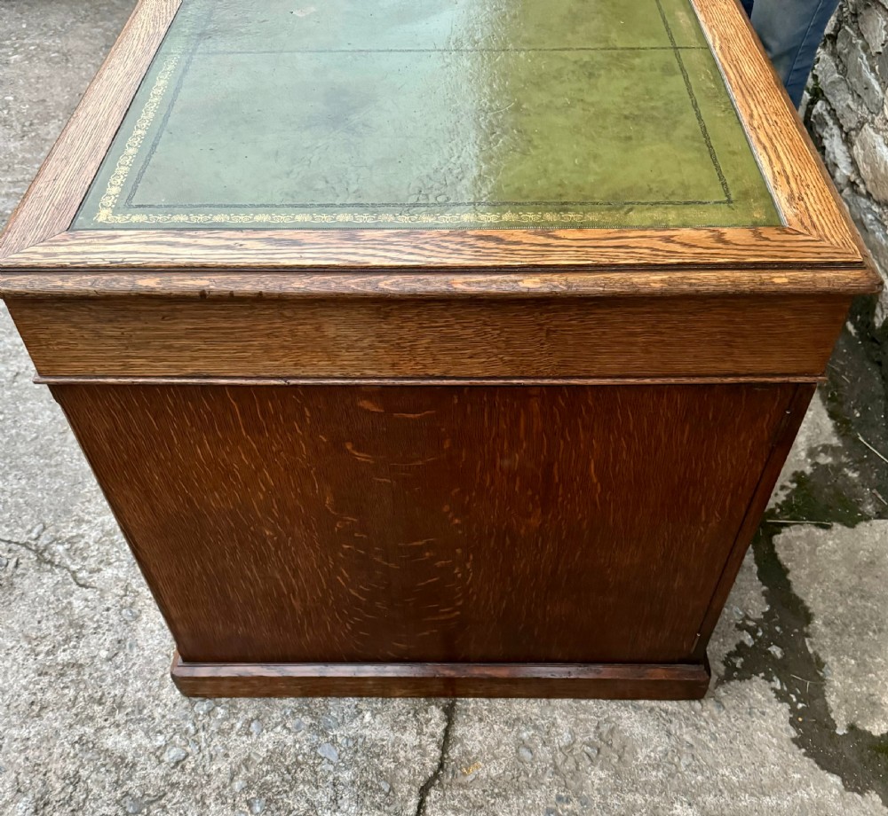 Large Edwardian Oak Partners Desk View X