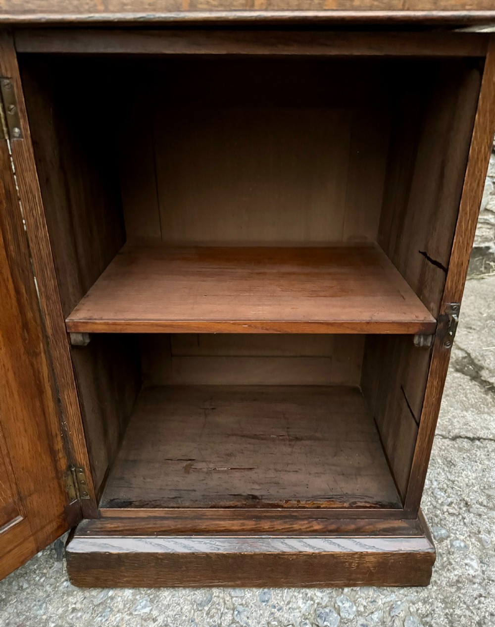 Large Edwardian Oak Partners Desk View XXIV