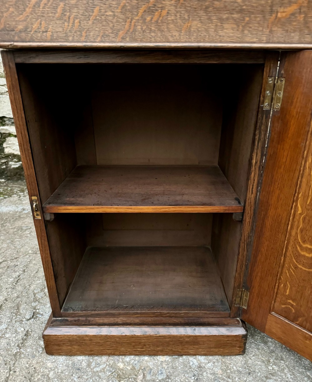 Large Edwardian Oak Partners Desk View XXV