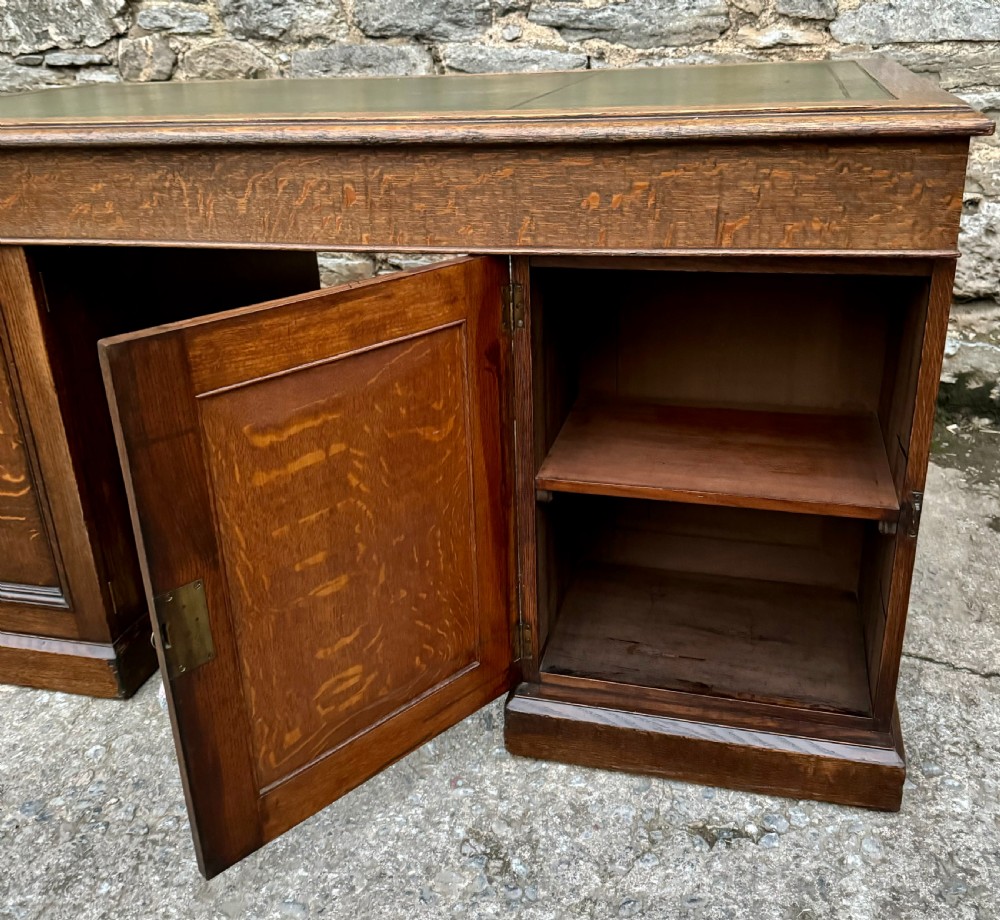 Large Edwardian Oak Partners Desk View XXVI