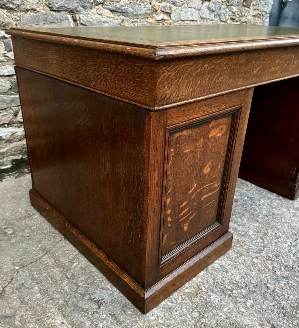 Large Edwardian Oak Partners Desk View XXVII